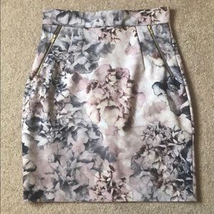 Blush and grey skirt with gold zipper accent